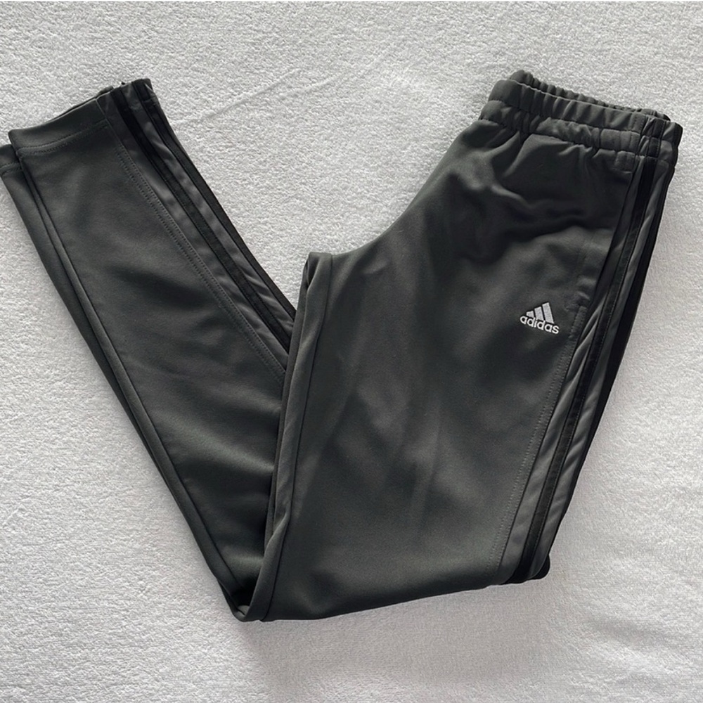 Adidas Dark Grey Black Stripes Climalite Warm Up Pants